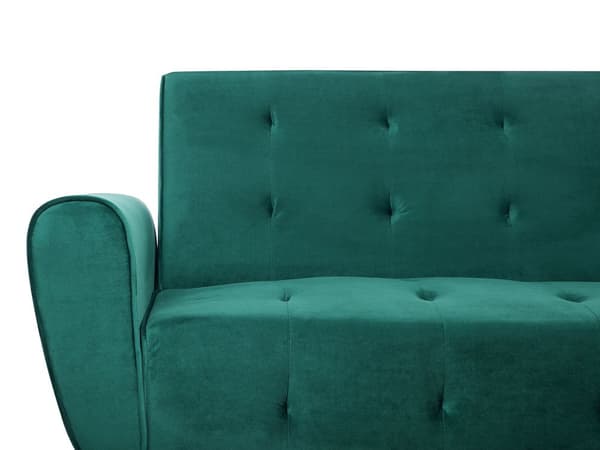 Bäddsoffa Grön Sammet 3-sits Metallben Stoppat Ryggstöd Tuftad Modern
