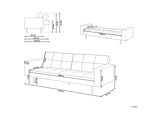 Bäddsoffa Grå Sammet 3-sitsi Modern