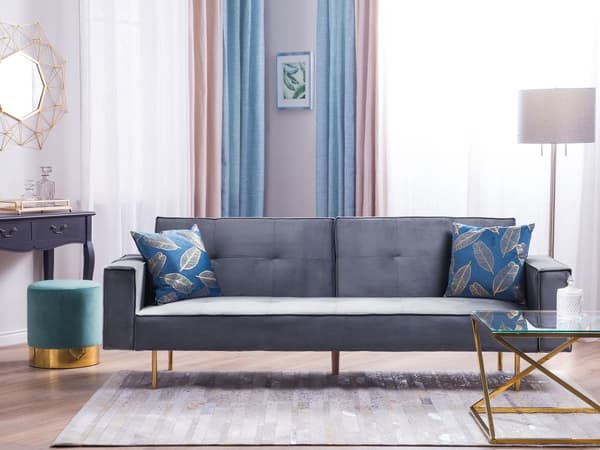 Bäddsoffa Grå Sammet 3-sitsi Modern