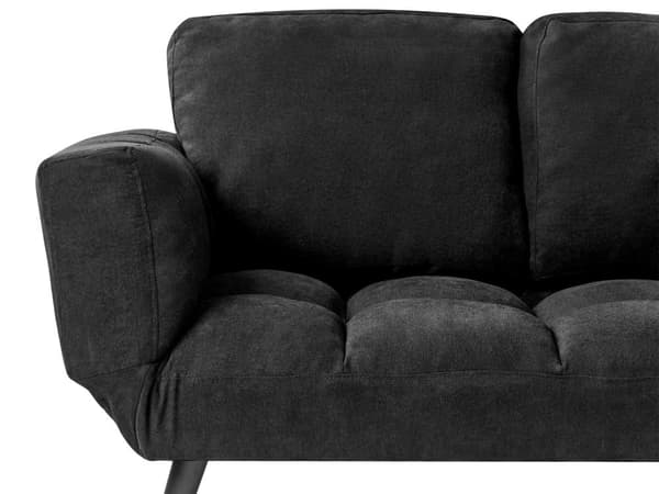 Sofa Sort Polyester Sort Metal og Skum 183/158 x 75 x 85 2 Personers Justerbar Armlæn og Sovefunktion Skandinavisk Retro Stue Værelse Tilbehør