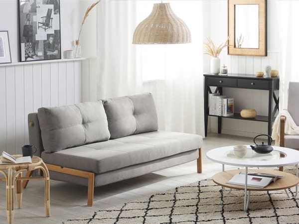 3 Personers Lysegrå Sovesofa med Sovefunktion Skandinavisk Design