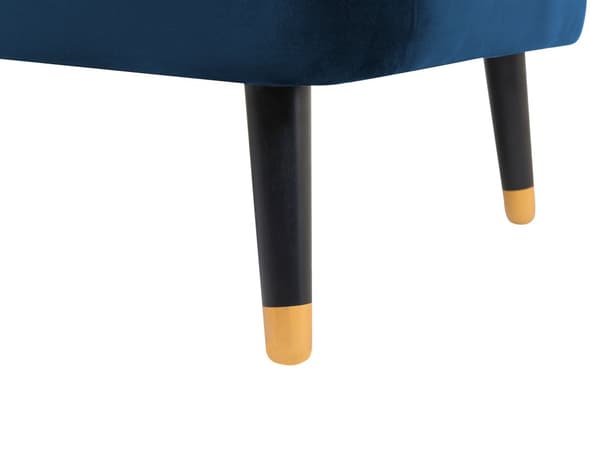 Sohva laivastonsininen sametti verhoiltu puujalat kolmelle pystytikattu selkänoja moderni glamour tyyli