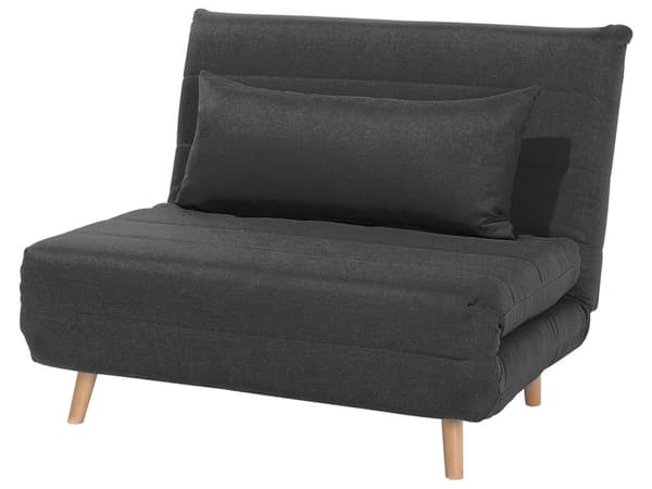 Små Bäddsoffa Mörkgrå Tyg 1-sits Utfällbar Sovfunktion Armlös Skandinavisk