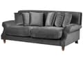 Miniatyrbillede 5 af 9: 2 Personers Grå Velour Sofa med Træben Solide Sæder Ekstra Hynder Retro Stil
