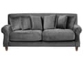 Miniatyrbillede 1 af 9: 2 Personers Grå Velour Sofa med Træben Solide Sæder Ekstra Hynder Retro Stil