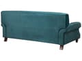 Miniatyrbillede 6 af 9: 2 Personers Blågrøn Velour Sofa med Træben Solide Sæder Ekstra Hynder Retro Stil