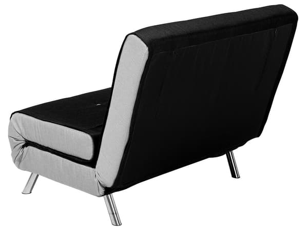 Lænestol Sort Grå Polyester 100 x 87 x 89 cm Enkelt Knap Tuftet Lænestolsseng Fold Ud Sovestol Multifunktionel Sovesofa Gæsteseng Foldemadras