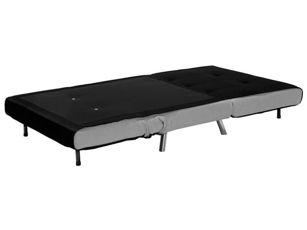 Lænestol Sort Grå Polyester 100 x 87 x 89 cm Enkelt Knap Tuftet Lænestolsseng Fold Ud Sovestol Multifunktionel Sovesofa Gæsteseng Foldemadras