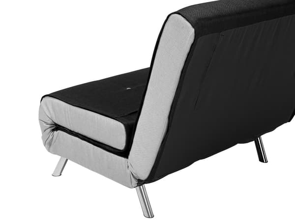 Lænestol Sort Grå Polyester 100 x 87 x 89 cm Enkelt Knap Tuftet Lænestolsseng Fold Ud Sovestol Multifunktionel Sovesofa Gæsteseng Foldemadras