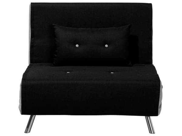Lænestol Sort Grå Polyester 100 x 87 x 89 cm Enkelt Knap Tuftet Lænestolsseng Fold Ud Sovestol Multifunktionel Sovesofa Gæsteseng Foldemadras