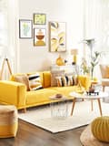 Miniatyrbild 4 av 11: Soffa Gul 3-sits Modern Retro Stil Vardagsrum Breda Armstöd