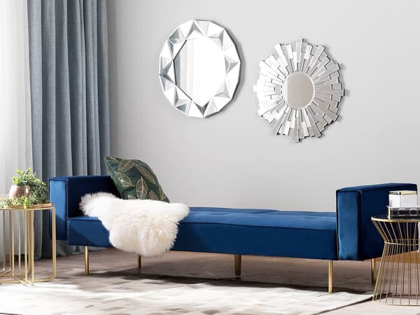 Bäddsoffa Marinblå Sammet 3-sits Modern