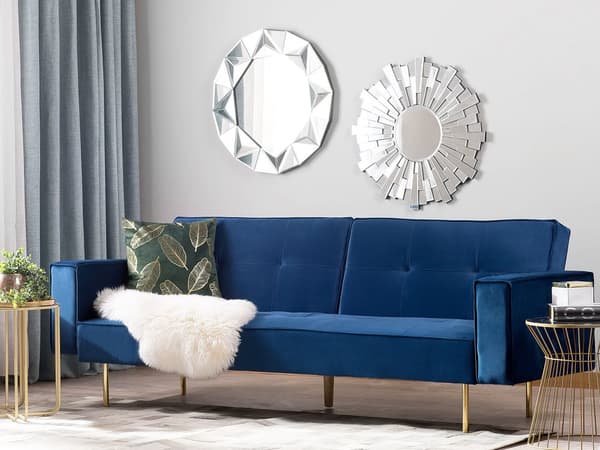Bäddsoffa Marinblå Sammet 3-sits Modern