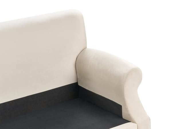 Soffa med 6 Kuddar Off-White Sammet Stoppad Trä Ben 2-sits