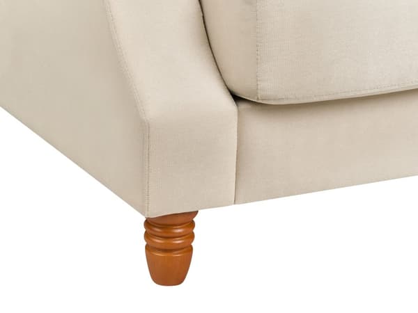 Soffa med 6 Kuddar Off-White Sammet Stoppad Trä Ben 2-sits