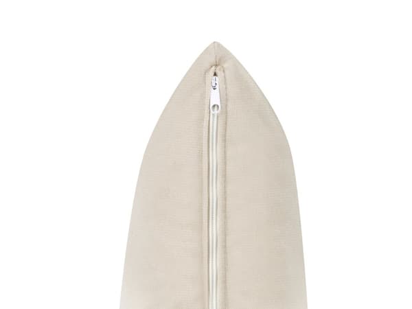 Soffa med 6 Kuddar Off-White Sammet Stoppad Trä Ben 2-sits