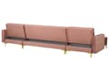 Miniatyrbild 7 av 10: Hörnbäddsoffa Rosa Sammet Tuftad Modern U-formad Modulär 5-sits med Fotpall