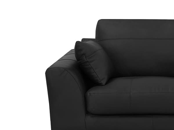Sofa sort læder 3 pers træramme Ekstra puder Moderne