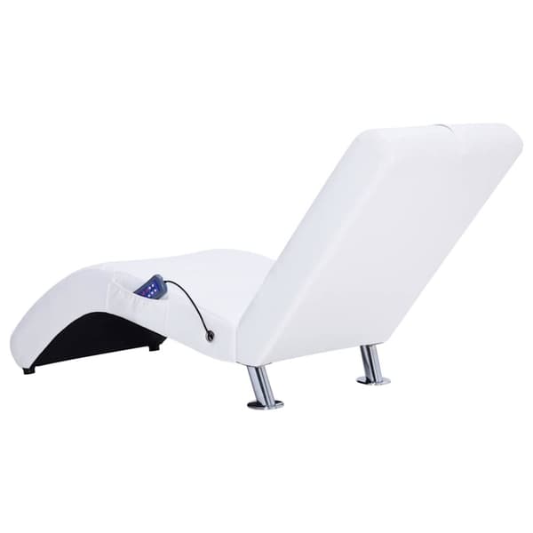 vidaXL Massageschäslong med kudde vit konstläder