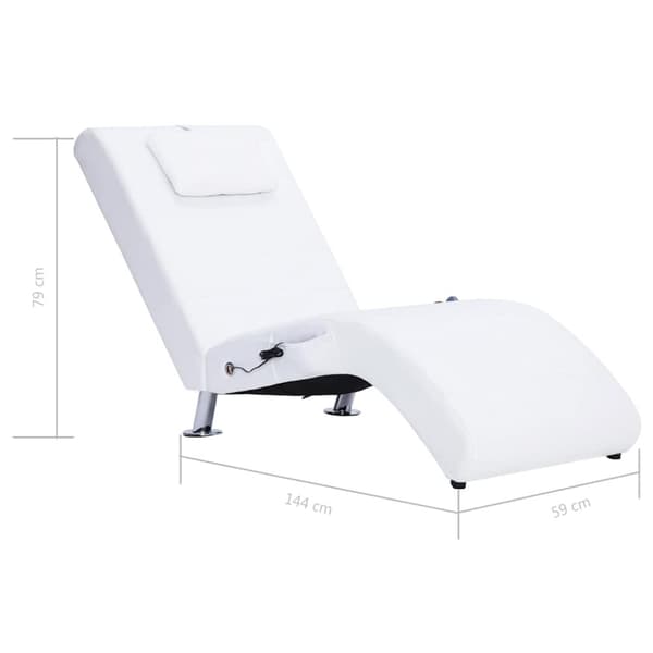 vidaXL Massageschäslong med kudde vit konstläder