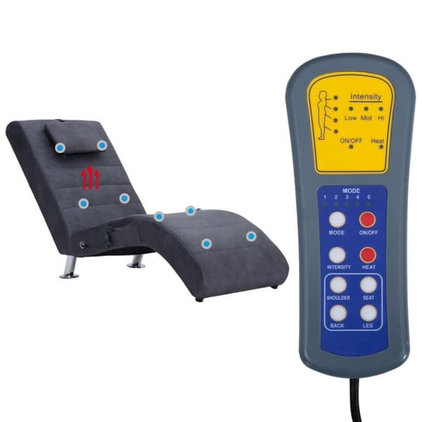 vidaXL massagechaiselong med pude imiteret ruskind grå