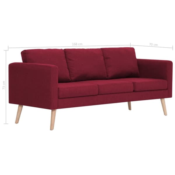 vidaXL 3-personers sofa i stof rødvinsfarvet