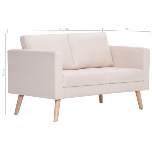 vidaXL 2-personers sofa i stof cremefarvet