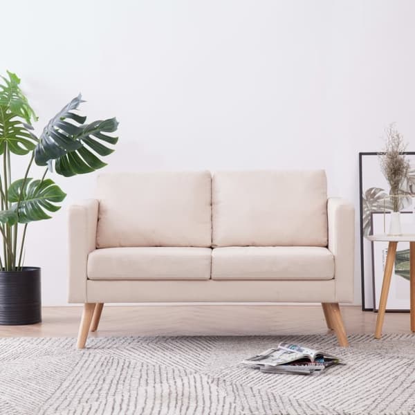 vidaXL 2-personers sofa i stof cremefarvet