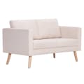 Miniatyrbillede 1 af 8: vidaXL 2-personers sofa i stof cremefarvet