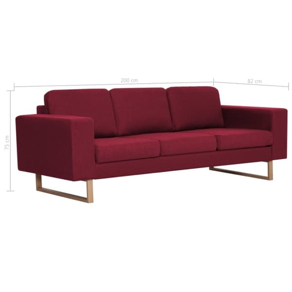 vidaXL 3-personers sofa i stof rødvinsfarvet