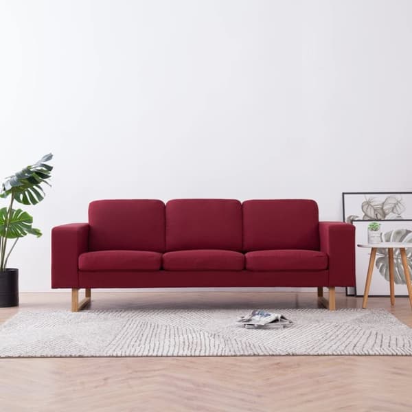 vidaXL 3-personers sofa i stof rødvinsfarvet