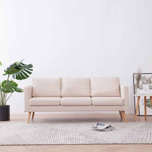 vidaXL 3-personers sofa i stof cremefarvet