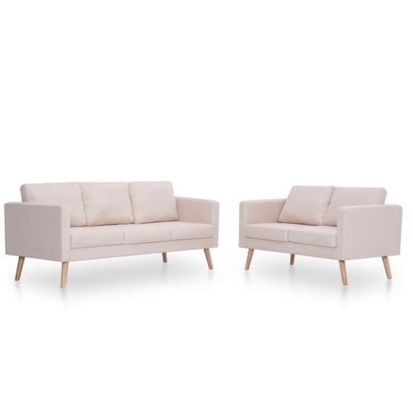 vidaXL sofasæt i 2 dele stof cremefarvet