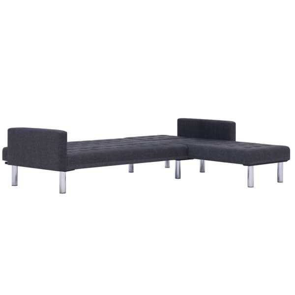 vidaXL L-formad bäddsoffa mörkgrå polyester