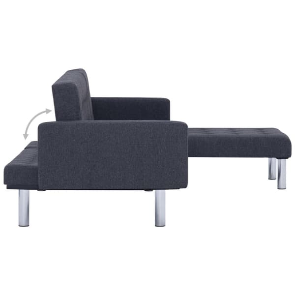 vidaXL L-formet sovesofa polyester mørkegrå