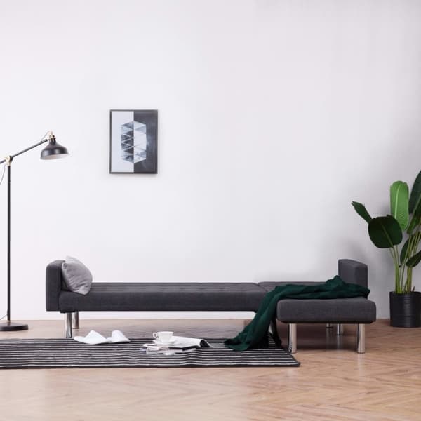 vidaXL L-formet sovesofa polyester mørkegrå