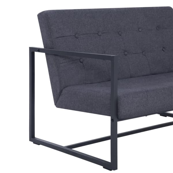 vidaXL 2-personers sofa med armlæn stål og stof mørkegrå