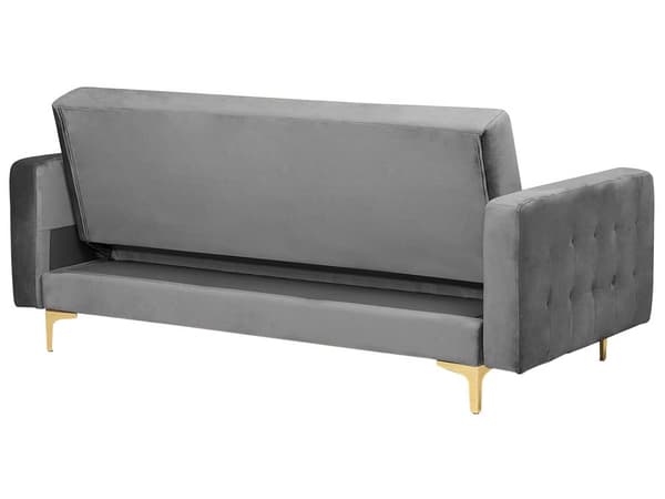 Vuodesohva harmaa 186 x 88 x 83 cm samettiverhoilu metalli vaneri kolmelle