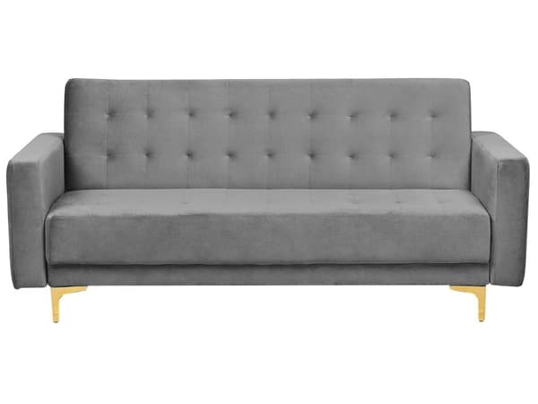 Vuodesohva harmaa 186 x 88 x 83 cm samettiverhoilu metalli vaneri kolmelle