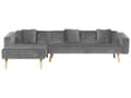Miniatyrbillede 1 af 11: Højre hjørnesovesofa grå velour 4 personers 3 pyntepuder med sovefunktion skandinavisk stil