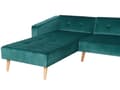 Miniatyrbillede 9 af 11: Højre hjørne tilbagelænet grøn velour 4-personers 3 pyntepuder med sovefunktion skandinavisk stil