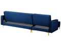 Miniatyrbillede 6 af 8: Hjørnesofa Chaiselong Blå Velour Skumfyld og Guld Krom Metalben 4 personers L-formet Moderne Tuftet Klik Klak modul Sovefunktion Stue dekor
