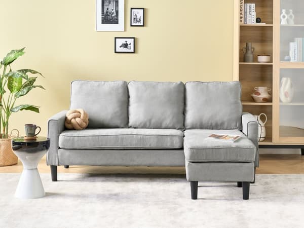 3-sits Ljusgrå med ottoman Fotpall Klädd Mid-Century-Stil Vardagsrum
