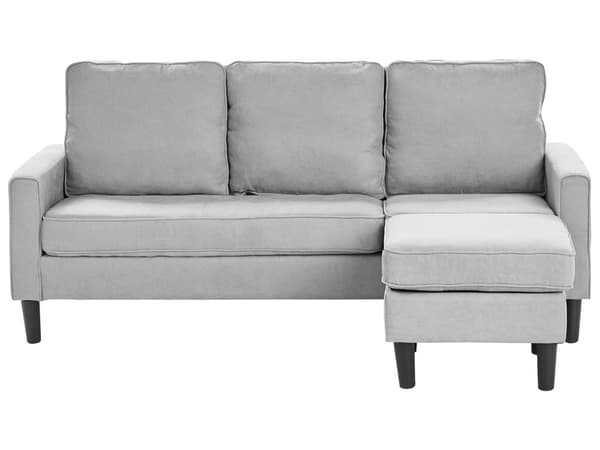 3-sits Ljusgrå med ottoman Fotpall Klädd Mid-Century-Stil Vardagsrum