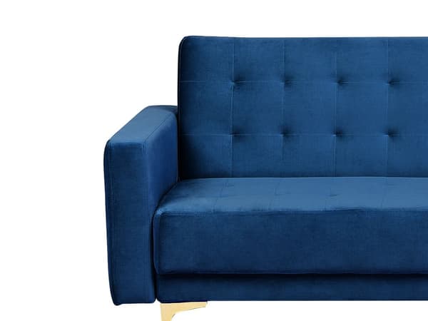 Vuodesohva laivastonsininen 186 x 88 x 83 cm samettiverhoilu metalli vaneri kolmelle