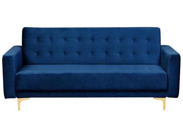 Vuodesohva laivastonsininen 186 x 88 x 83 cm samettiverhoilu metalli vaneri kolmelle