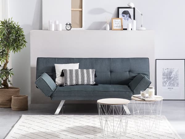 3-sits Bäddsoffa Mörkblå Konstläder Armlös Modern
