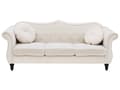 Miniatyrbild 1 av 8: Soffa Beige Sammet 3-sits Spikhuvud Knappar Tuftade Kuddar Rullarmar Glam