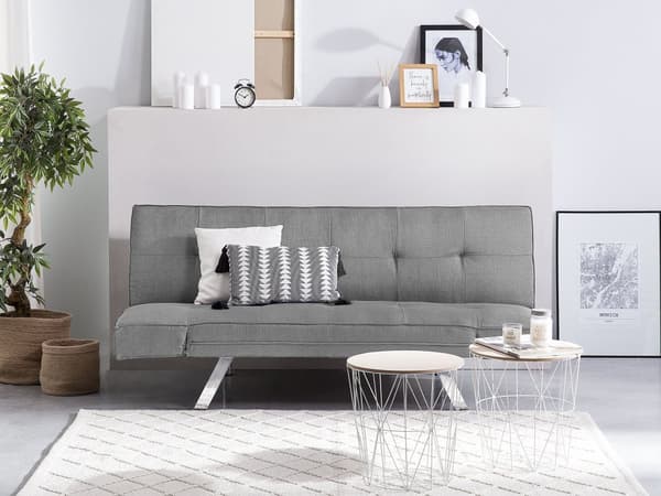 3-sits Bäddsoffa Ljusgrå Konstläder Armlös Modern