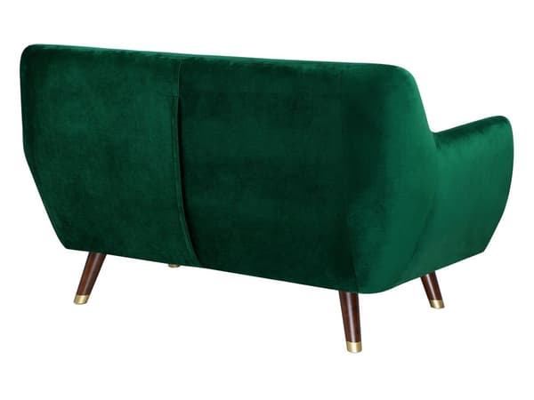 2 Personers Sofa Flaskegrønne Velour Quiltede Ben Mørkt Træ med Gylden Glamourøs Stil